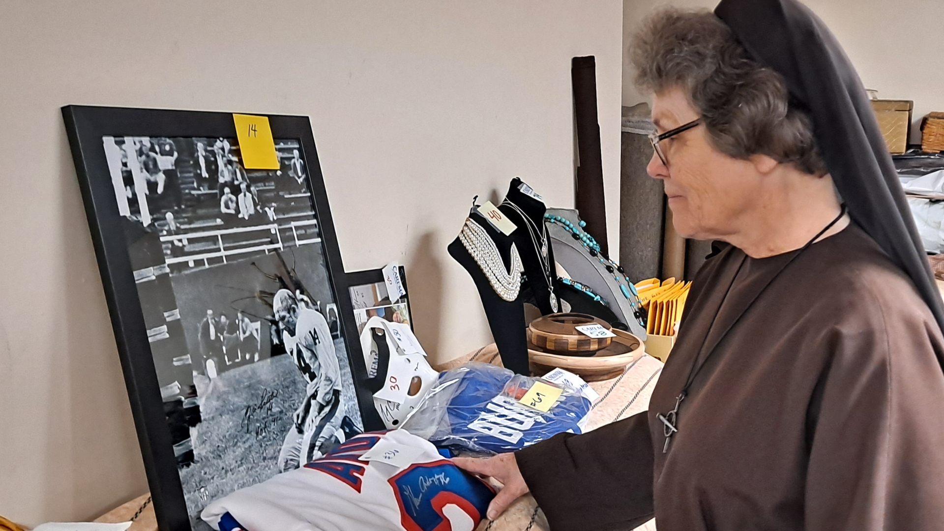 Sister Barbara with Silent Auction Items